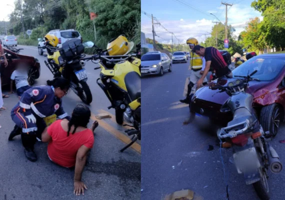 Motociclista de 70 anos é levado para UPA após se envolver em acidente