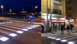 Faixa inteligente de pedestres na Espanha acende luz LED para avisar aos motoristas