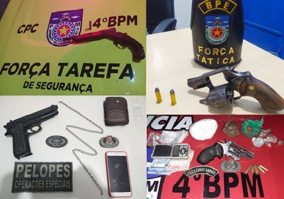 BPE, 4º BPM e Força Tarefa realizam apreensões em Maceió e Arapiraca