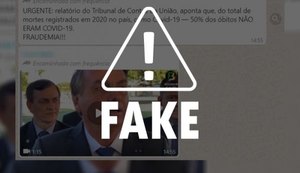 É falso que relatório do TCU questione número de mortes de Covid-19 no Brasil