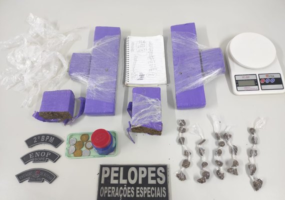 PM apreende arma de fogo, mais de 3 Kg de drogas e cumpre mandados judiciais no interior