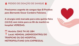 Família pede doação urgente de sangue para criança que passará por cirurgia