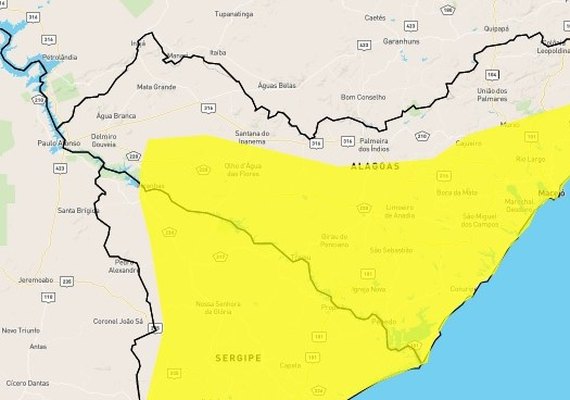 Inmet alerta para baixa umidade do ar em 15 cidades de Alagoas