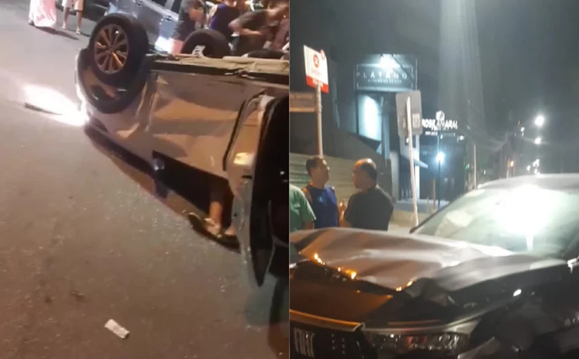 Mulher fica ferida após capotar veículo na parte baixa de Maceió
