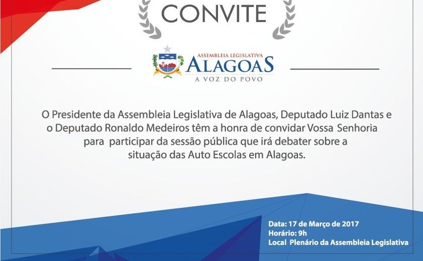 Sessão na ALE debate situação de autoescolas em Alagoas