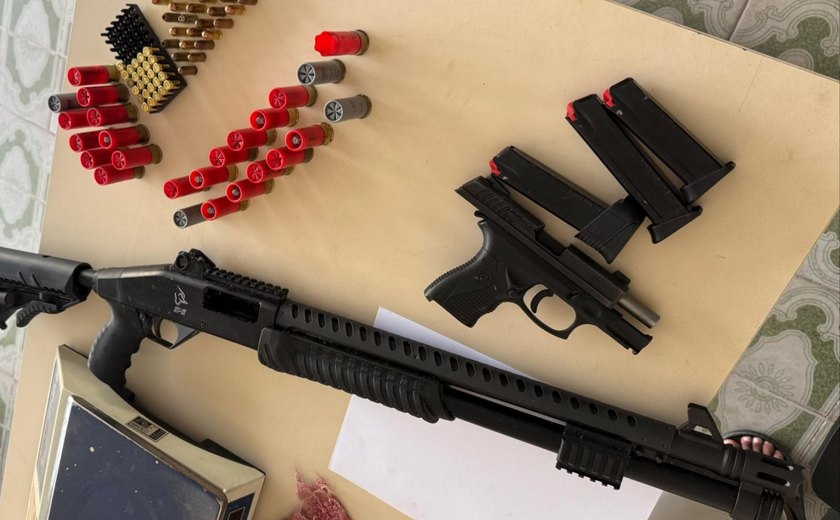 PM/AL apreende cinco armas de fogo, centenas de munições e drogas em Alagoas