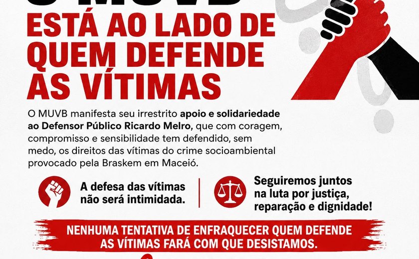 MUVB divulga nota em apoio a Defensor Público Ricardo Melro