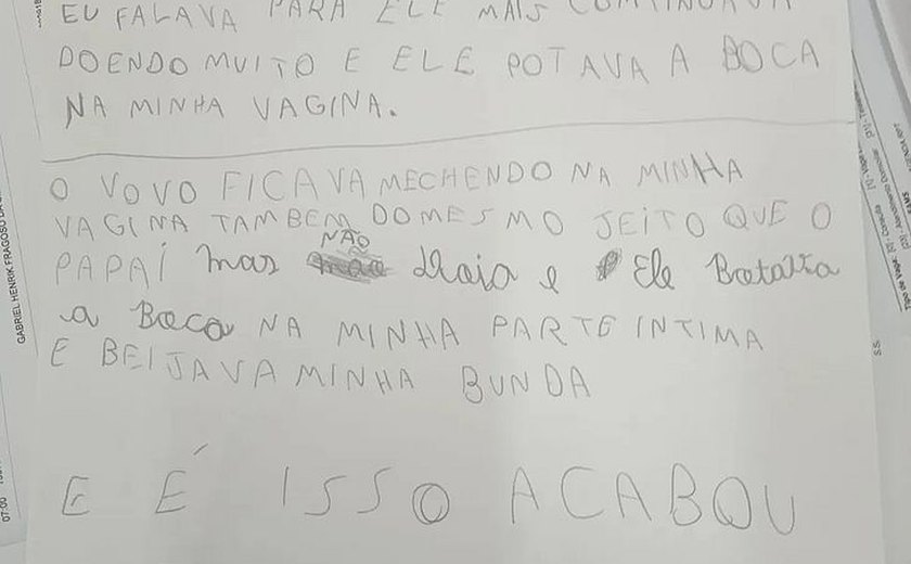 Em carta, criança de 9 anos denúncia pai e avô por estupro em São José dos Campos, interior de São Paulo