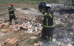 Equipe do Corpo de Bombeiros combate as chamas