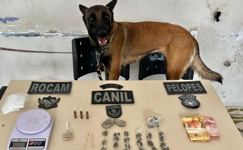 Com auxílio de cão farejador, PM prende homem em ponto de drogas em Arapiraca