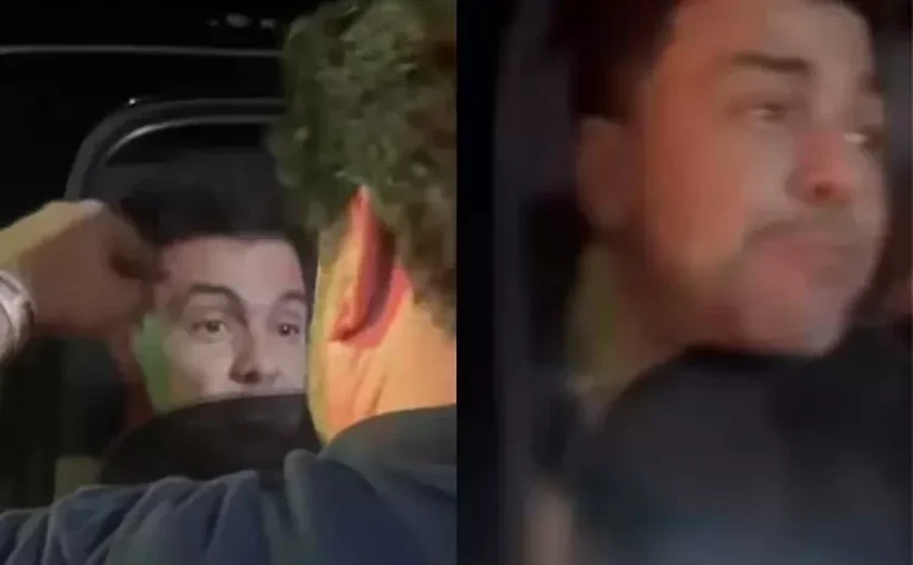 Motorista prende cabeça do cantor Zezé Di Camargo no vidro do carro; veja vídeo