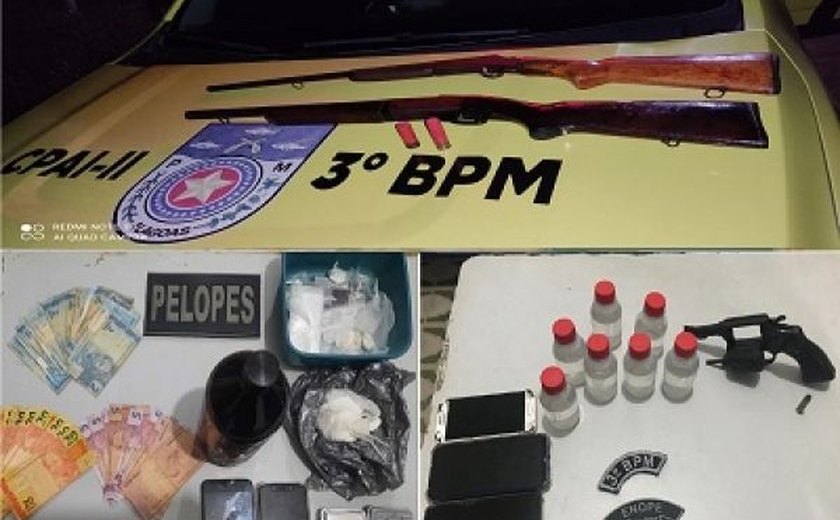 3º BPM apreende armas de fogo e drogas em sua área de atuação