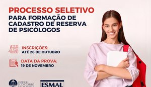 TJ/AL abre seleção para psicólogos