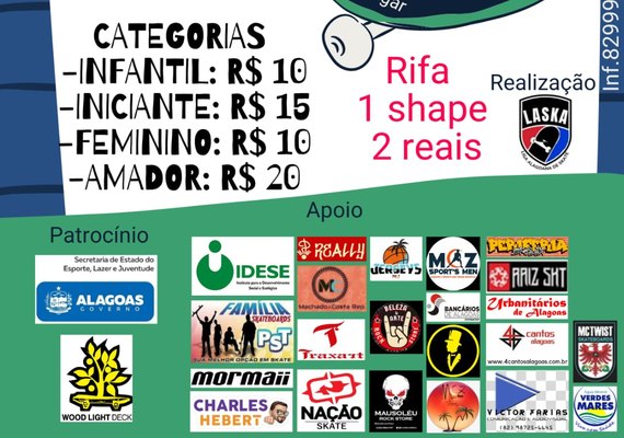 Terceira edição do Skate Off Day acontece neste domingo (14), no Pavilhão do Basquete, em Jaraguá