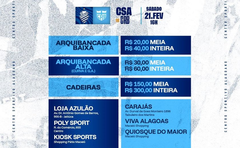 CSA inicia venda de ingressos para partida de volta da semifinal contra o CRB
