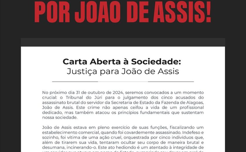 Carta Aberta à Sociedade: Justiça para João de Assis