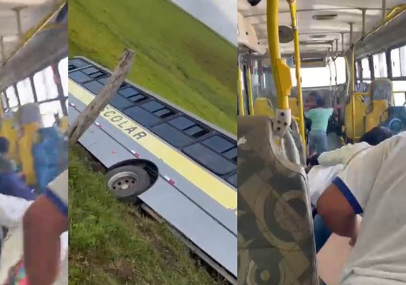 Ônibus escolar tomba com estudantes em Atalaia; três feridos