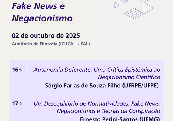 Negacionismo e fake news são temas de evento da pós-graduação em Filosofia