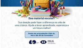 CRA/AL lança campanha “Qual Tamanho do Seu Coração?” para arrecadação de material escolar