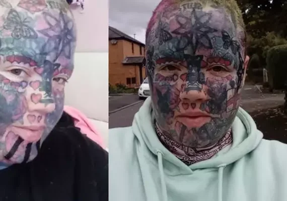 Mulher 'viciada' em tatuagens não consegue emprego e mostra como rosto era antes