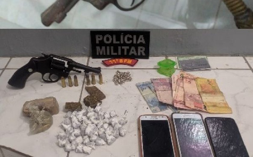 11º BPM apreende armas de fogo, drogas e prende mulher com mandado de prisão em aberto