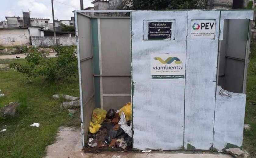 Ponto de Entrega Voluntária da Santa Amélia é alvo de vandalismo