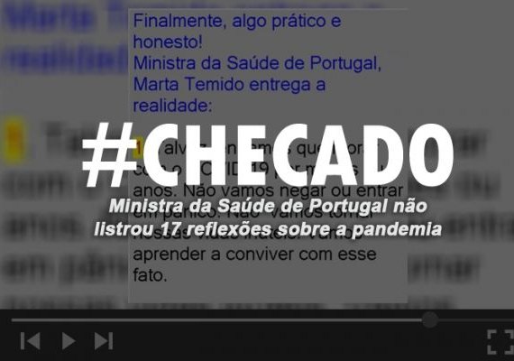 Ministra da Saúde de Portugal não listou 17 reflexões sobre a pandemia