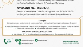 Defensoria Pública atende moradores de Piranhas e Olho D’Água do Casado a partir desta terça-feira (23)