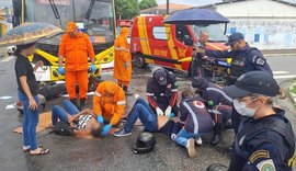 Acidente entre ônibus e motocicleta deixa dois feridos na Gruta de Lourdes