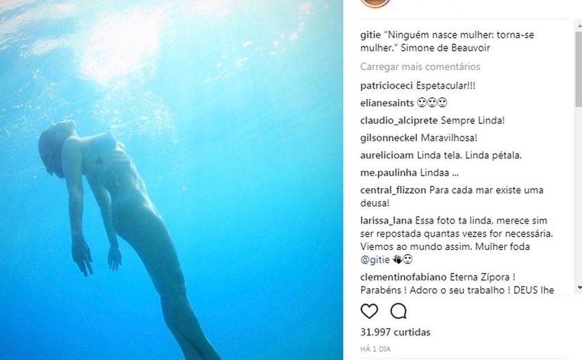 Giselle Itié tem fotos nuas excluídas do Instagram e reclama: 'Vocês me dão vergonha'