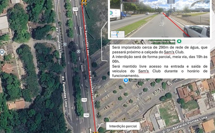 BRK realiza obra de implantação de rede em frente ao Sam's Club da Gruta
