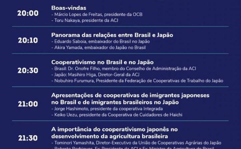 Encontro Cooperativista Brasil-Japão é nesta quinta-feira