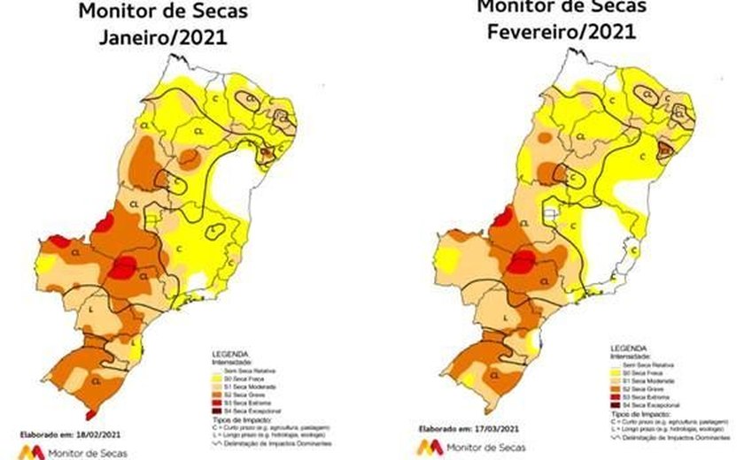 Monitor de Secas registra o fenômeno em 100% de seis estados nordestinos em fevereiro