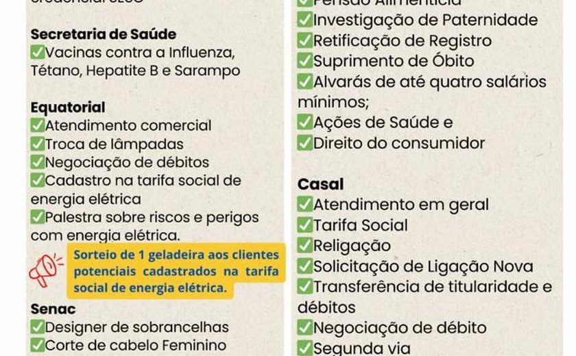 Após sucesso da estreia, Ação + Centro Novo retorna com mais de 30 serviços gratuitos