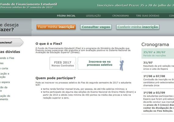 Fies recebe inscrições para novos contratos até esta sexta-feira