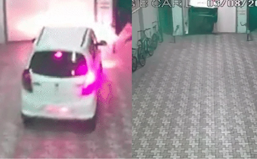 Carro cai no fosso de elevador em prédio residencial