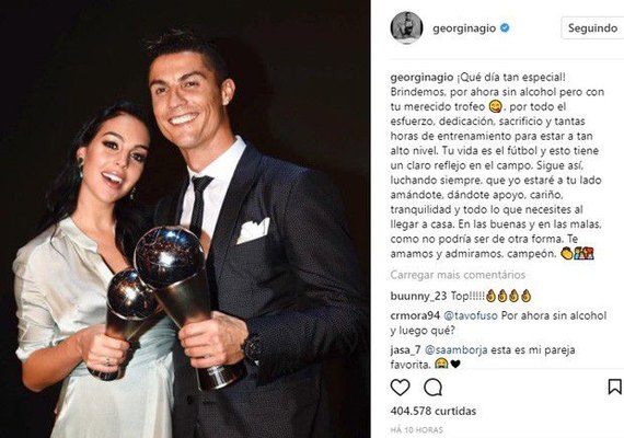 Discreta, grávida de CR7 surpreende com post apaixonado