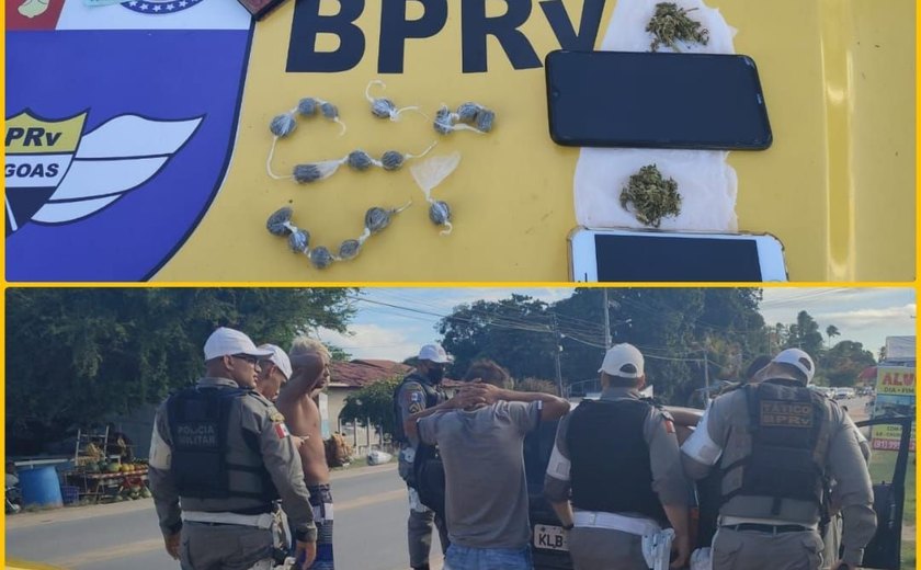 BPRv prende dois jovens e apreende dois adolescentes por tráfico de drogas