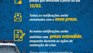 PRF prorroga os prazos de defesa de autuação e de outros serviços