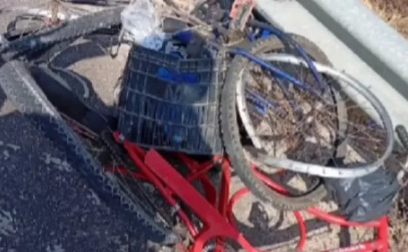 Idoso morre após colisão entre caminhão e bicicleta na BR-316, em Santana do Ipanema