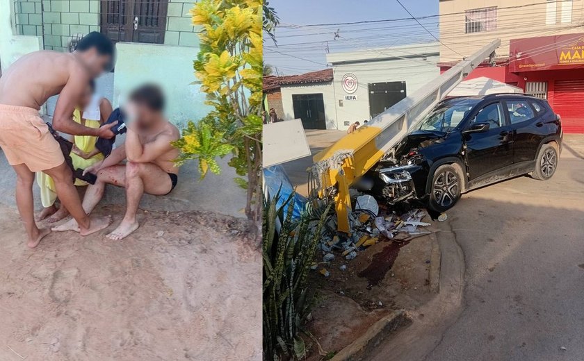 Turista fica ferido após carro derrubar poste de alta tensão em São Miguel dos Milagres