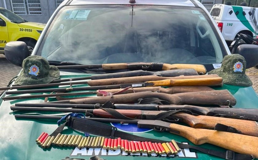 Batalhão Ambiental apreende nove armas e resgata aves silvestres em São José da Laje