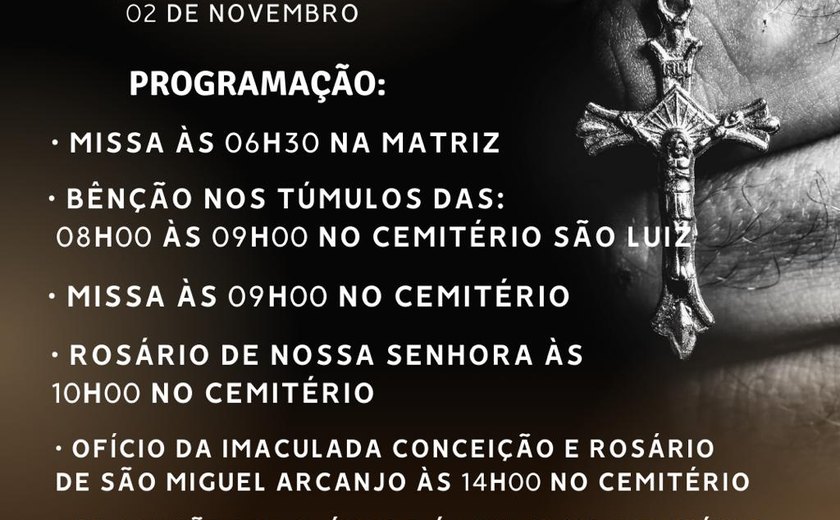 Dia de Finados: Missas, orações e Dia de Evangelização no Cemitério São Luís no bairro Santa Amélia