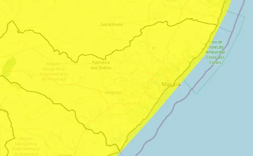Inmet emite alerta de chuvas intensas para todos os municípios alagoanos