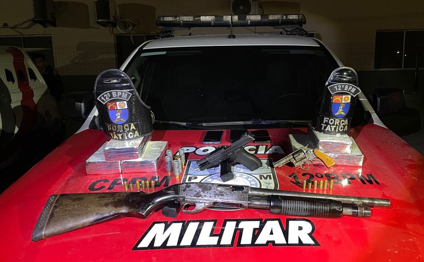 Militares do 12º BPM prendem 'GG' com 10 kg de cocaína e três armas de fogo