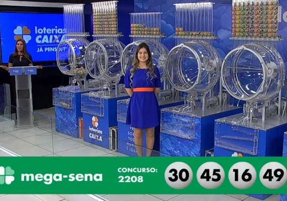 Confira as dezenas sorteadas do concurso 2.208 da Mega-Sena