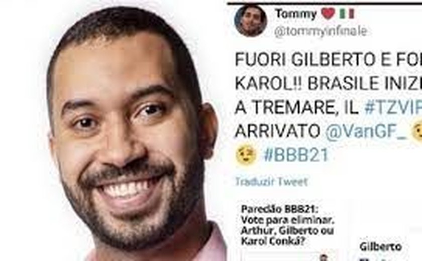 Perfil em italiano pede eliminação de Gil no 'BBB21' para irritar brasileiros