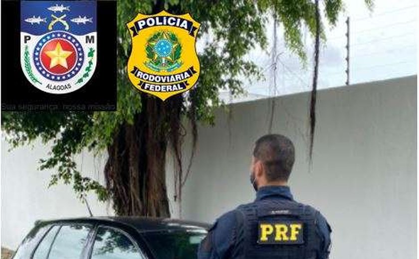 PRF e PM, em ação conjunta, recuperam carro roubado na Gruta de Lourdes em Maceió