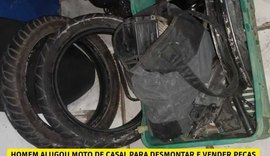 Homem aluga moto de casal e tenta desmontar para vender peças