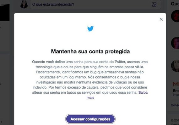 Todos os usuários devem trocar a senha do Twitter após falha na segurança